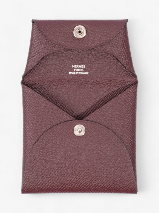 Hermes Bastia Change Purse Burgundy Calfskin Leather