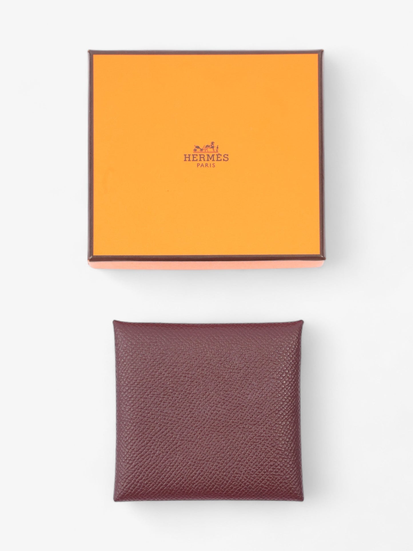 Hermes Bastia Change Purse Burgundy Calfskin Leather