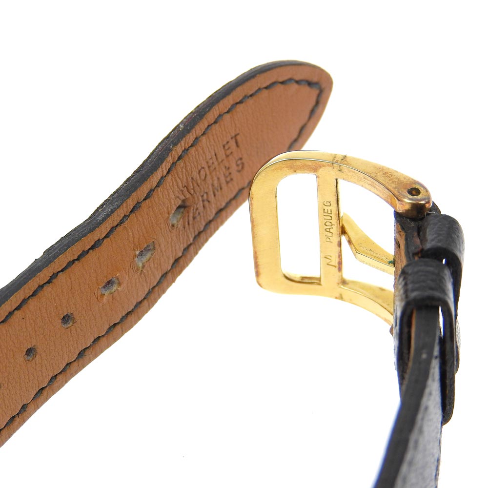 HERMES Watches Quartz Stainless Steel, Plated Gold, Leather gold Pullman White dial mens  d