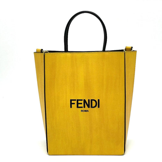 FENDI Shoulder Bag 7VA512 Leather, Calf Leather yellow logo 2WAY small Women