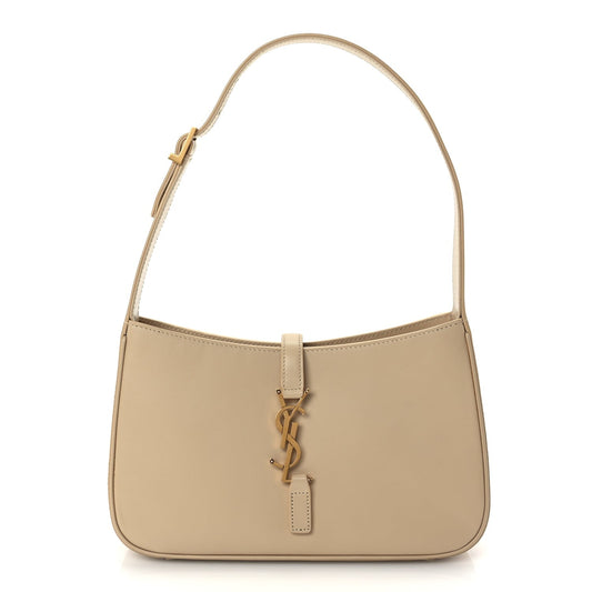 Saint Laurent Smooth Calfskin Le 5 A 7 Hobo Dark Beige