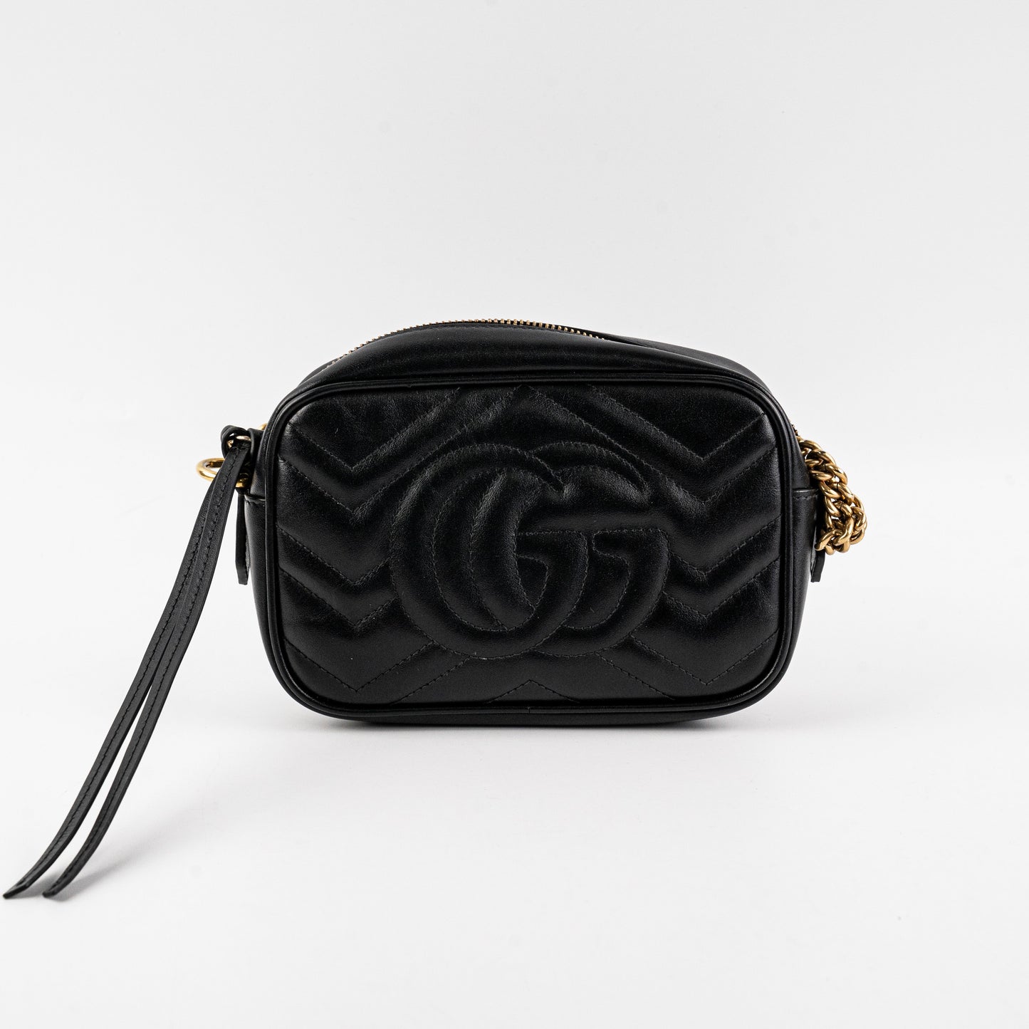 ITEM 12 - Gucci Mini Marmont Black Leather Camera Crossbody Bag