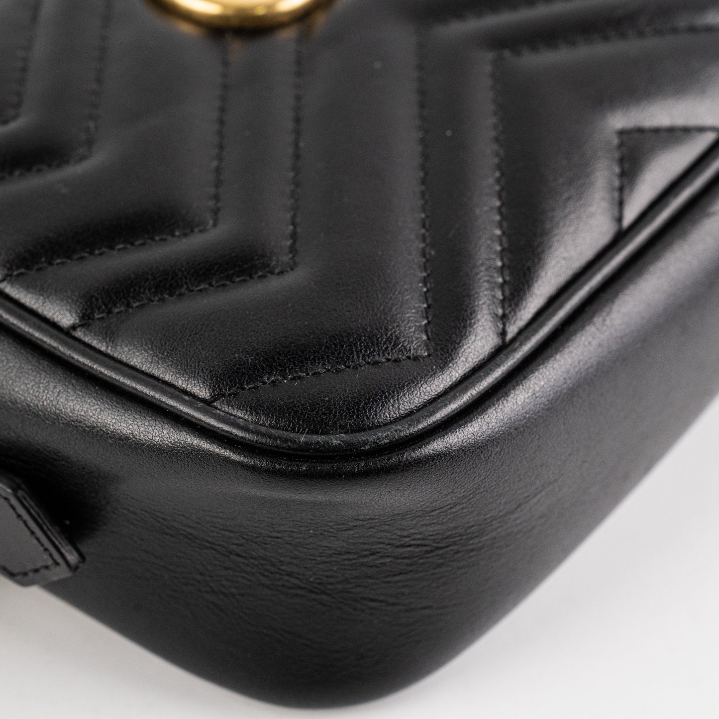 ITEM 12 - Gucci Mini Marmont Black Leather Camera Crossbody Bag