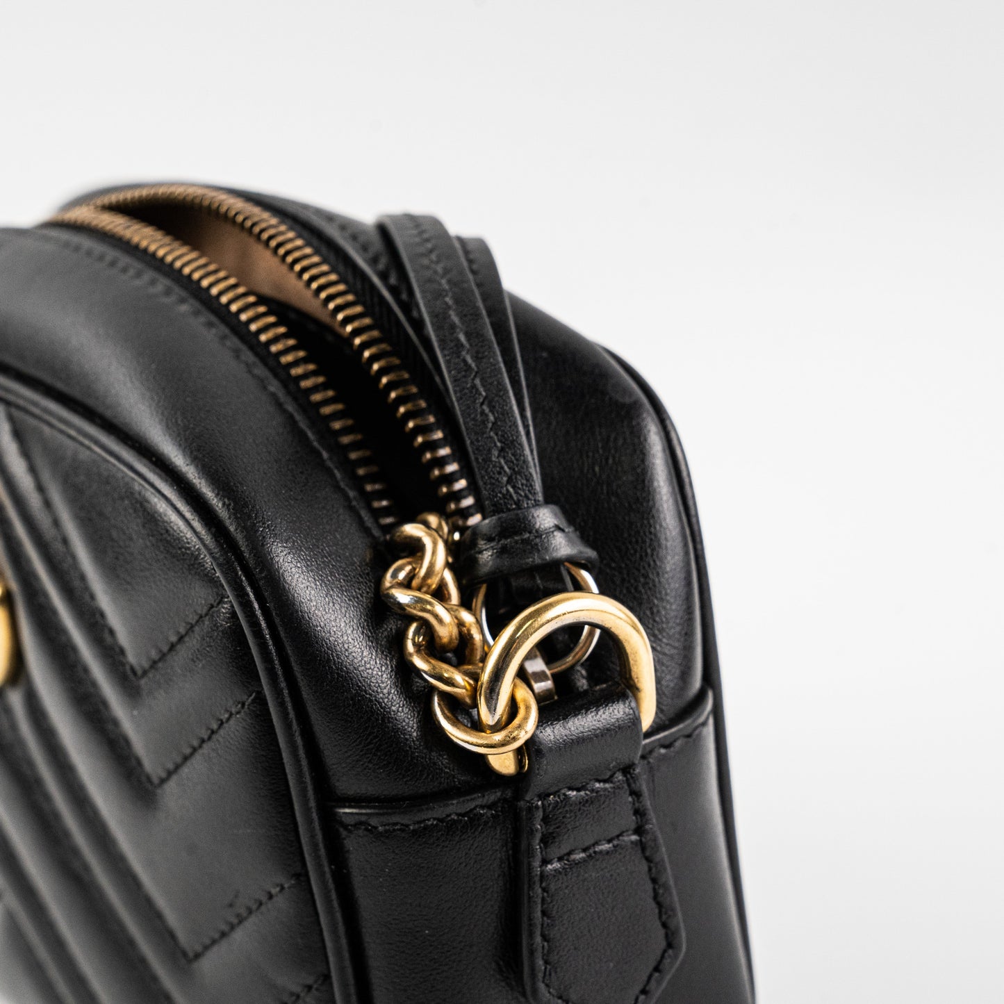 ITEM 12 - Gucci Mini Marmont Black Leather Camera Crossbody Bag