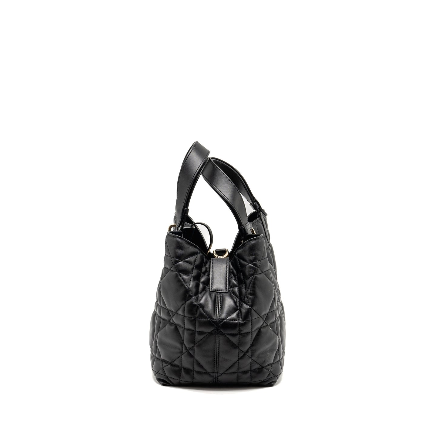 Dior Medium Dior Toujours Tote Purse Macrocannage Calfskin Black