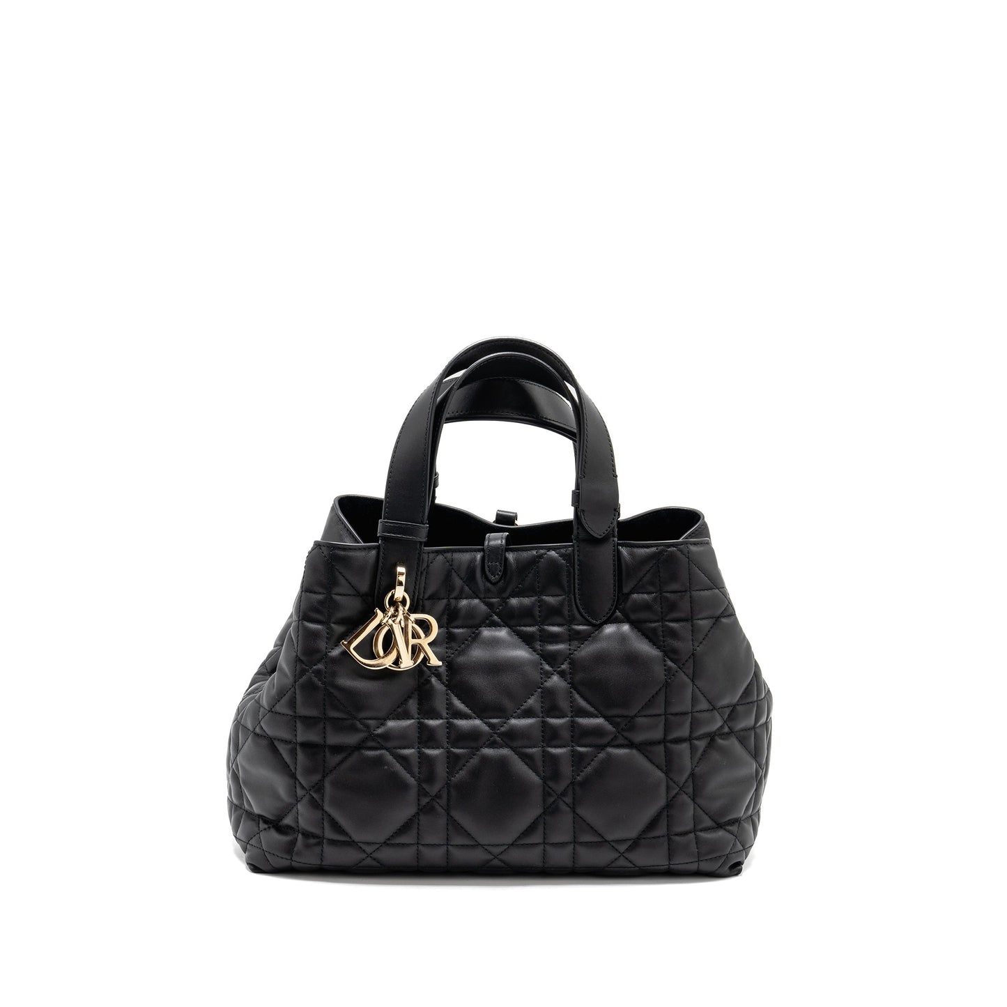 Dior Medium Dior Toujours Tote Purse Macrocannage Calfskin Black