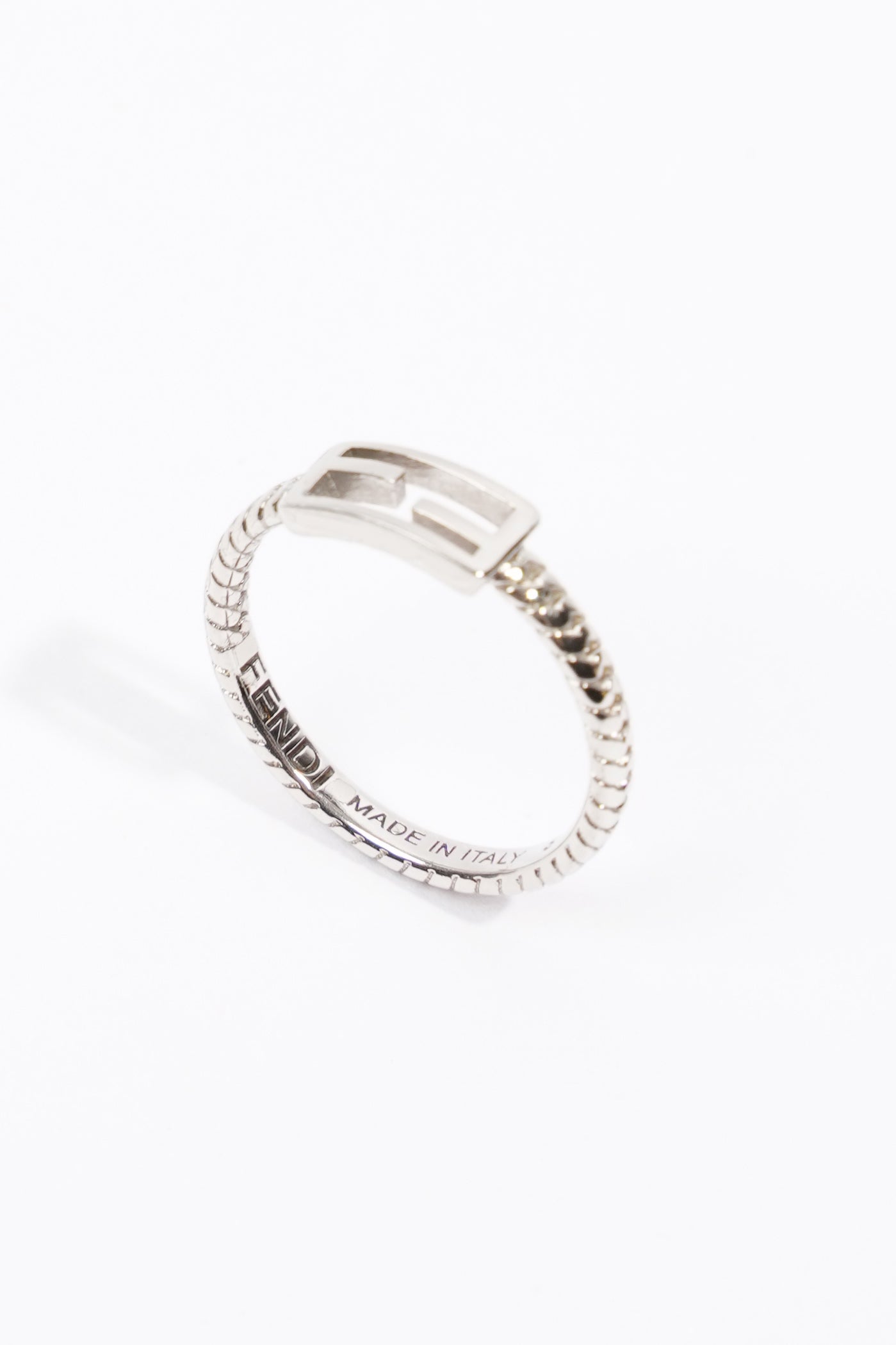 Fendi Baguette Ring Silver Base Metal Small