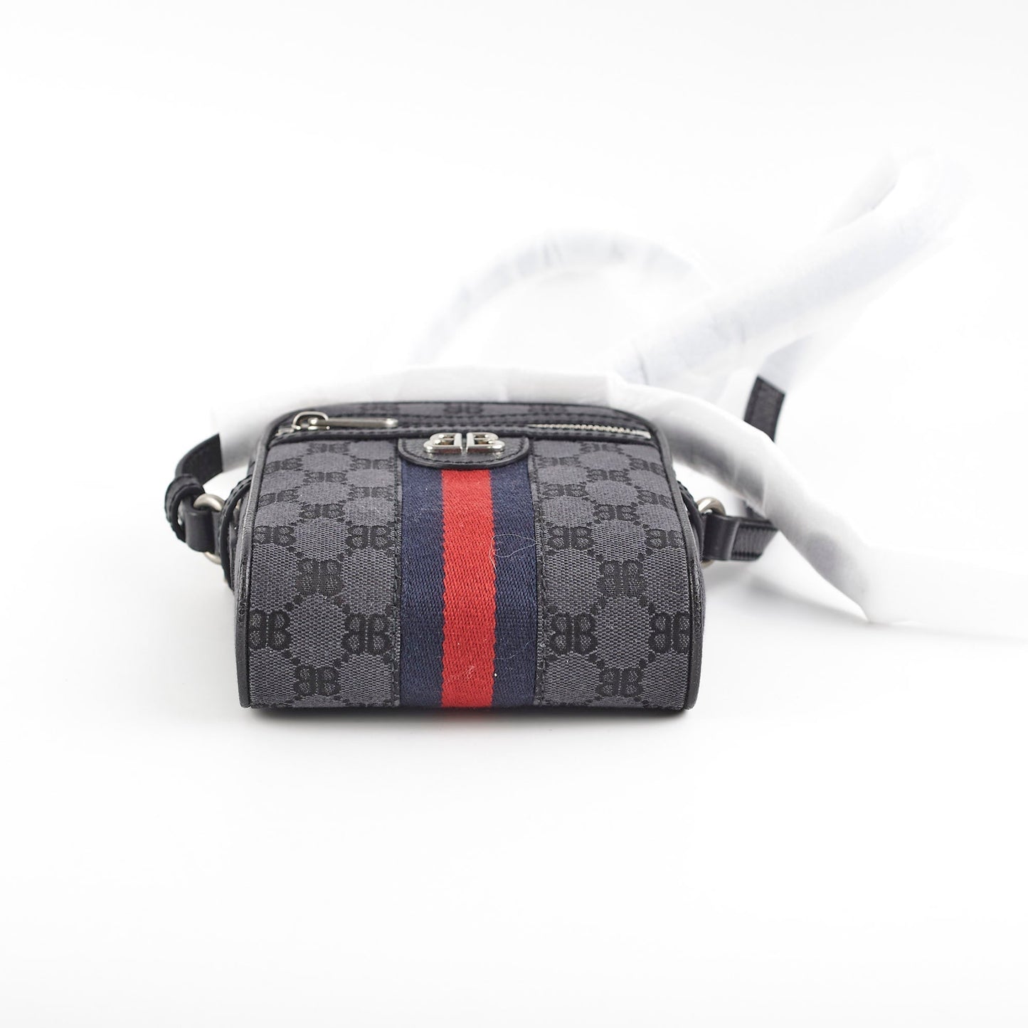 Gucci x Balenciaga Black Monogram Crossbody Bag