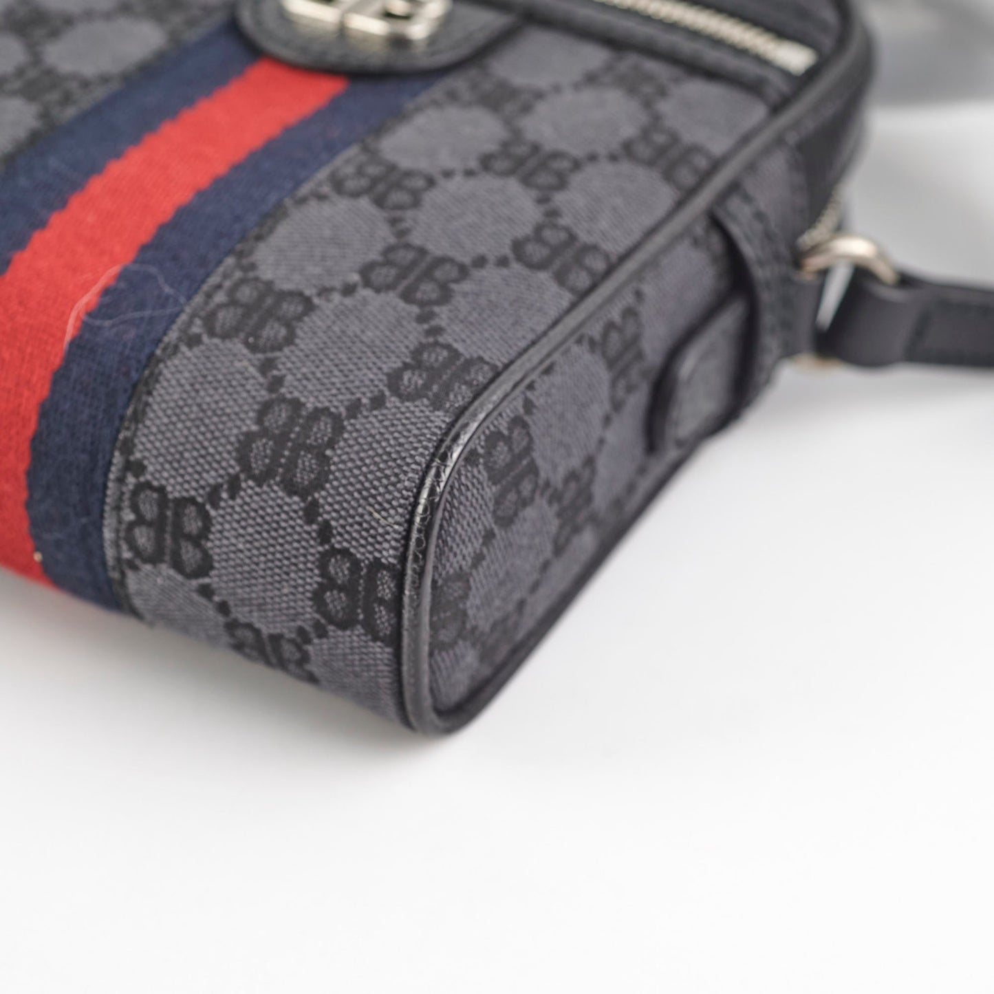 Gucci x Balenciaga Black Monogram Crossbody Bag