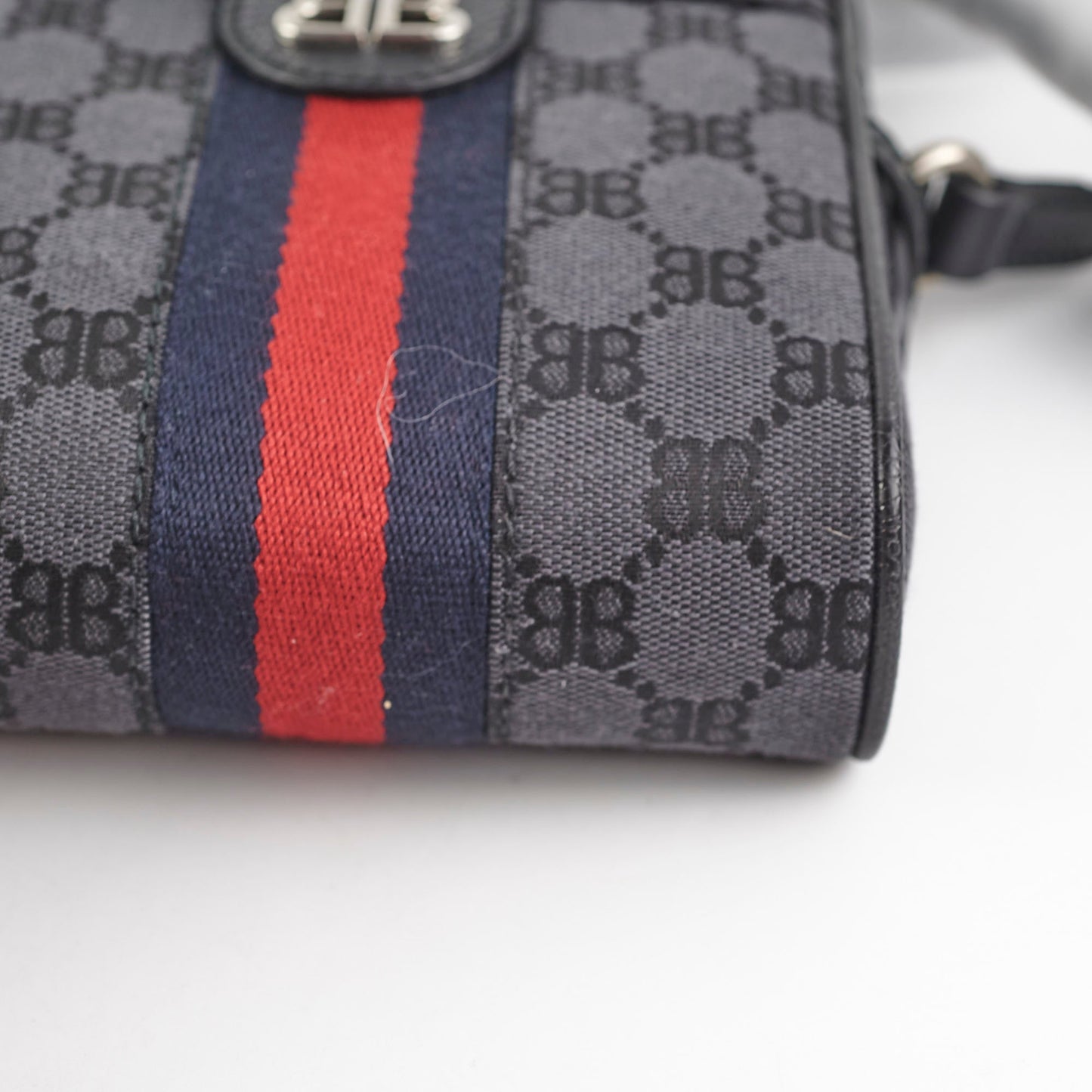 Gucci x Balenciaga Black Monogram Crossbody Bag
