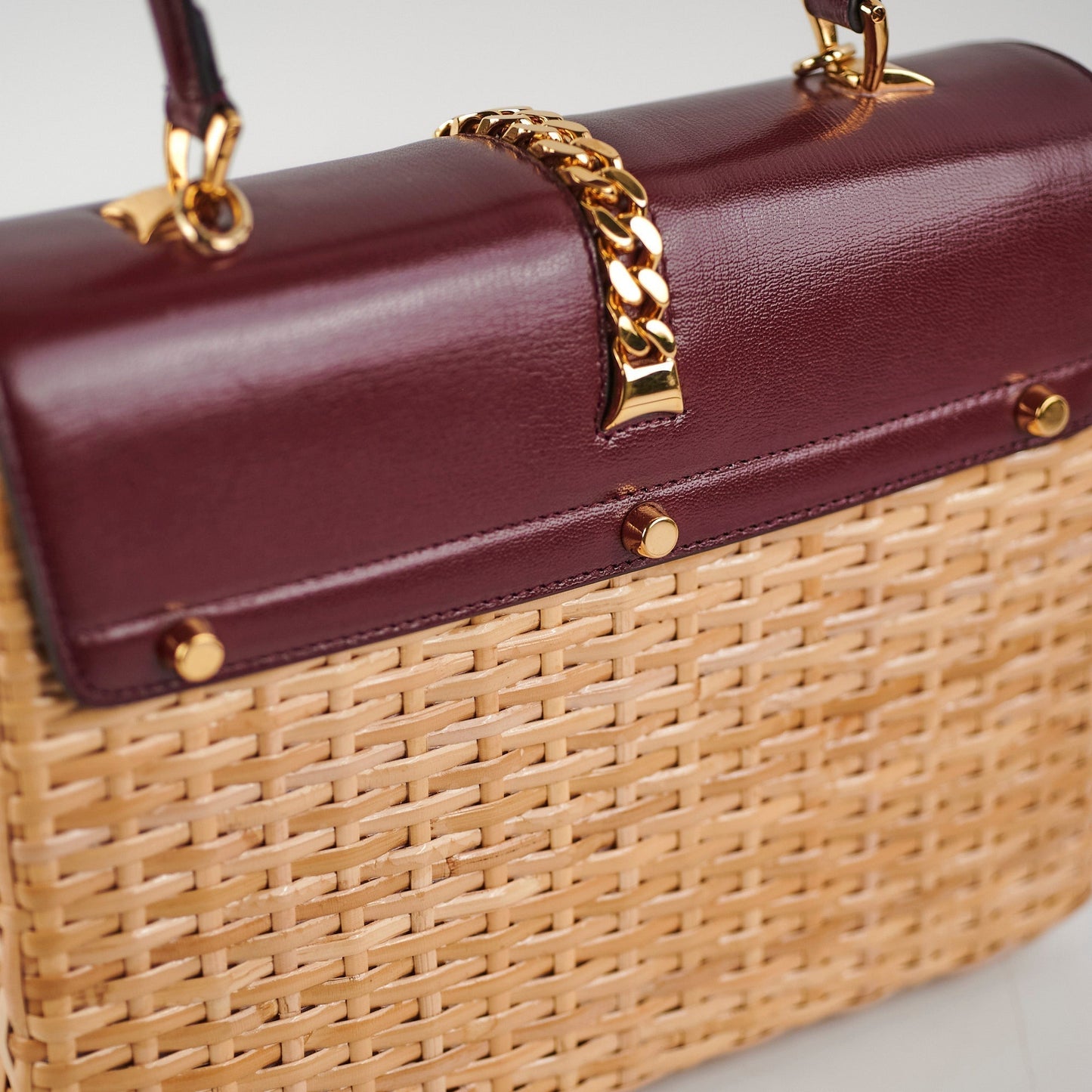 Gucci Woven Top Handle Burgundy
