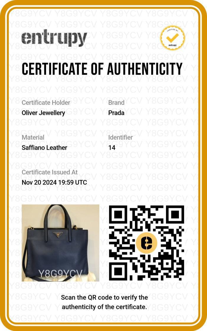 Prada Blue Saffiano Soft Leather Top Handle Tote