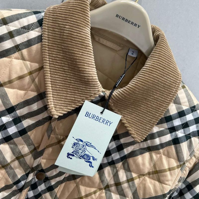 Burberry Plaid Cotton Corduroy Collar Jacket