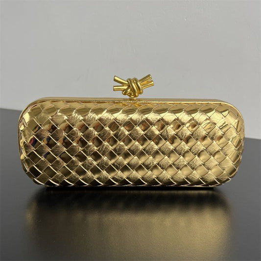 Bottega Veneta Intrecciato Gold Clutch