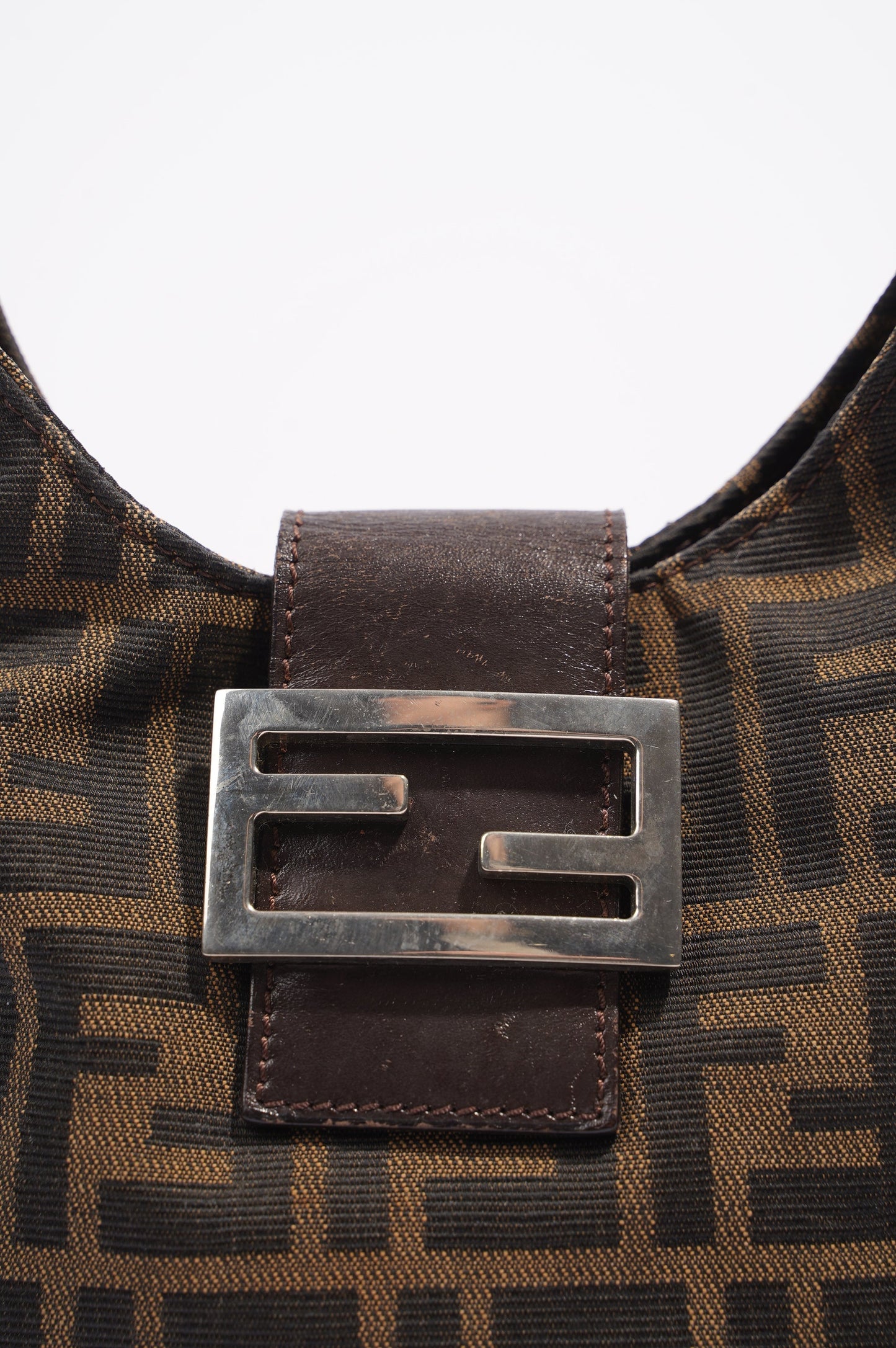 Fendi Zucca Croissant Shoulder Bag Brown Canvas