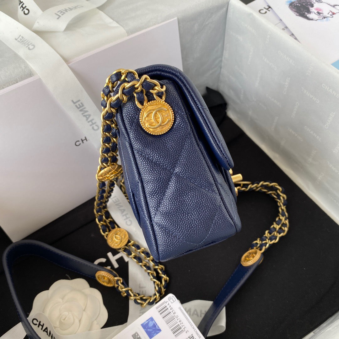 CHLMini Top Qualityap Bag With Top Handle Gold Hardware Navy Blue For Women Handbags, Shoulder Bags 7.9in/20cm AS2431 B08846 NJ532
