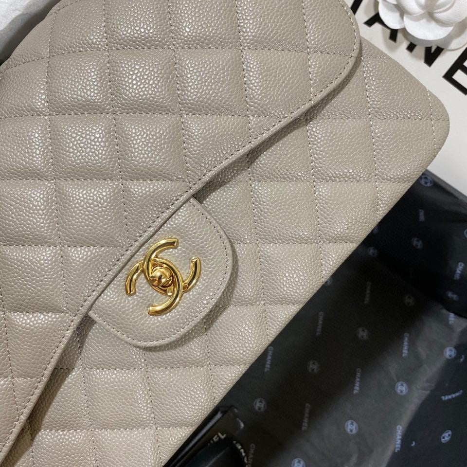 CHLLarge Classic Handbag Gold Hardware Grey For Women Handbags, Shoulder Bags 11.8in/30cm