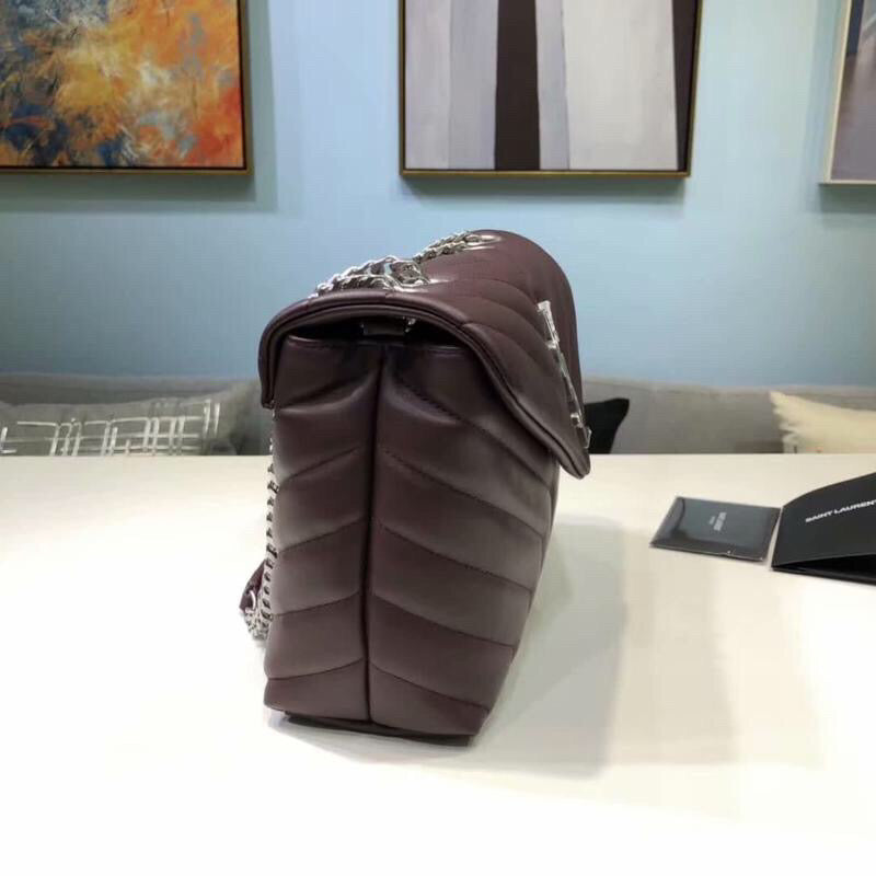 Top Quality Loulou Small Chain Bag In Matelassé "Y" Burgundy For Women 9.8in/23cm YSL 