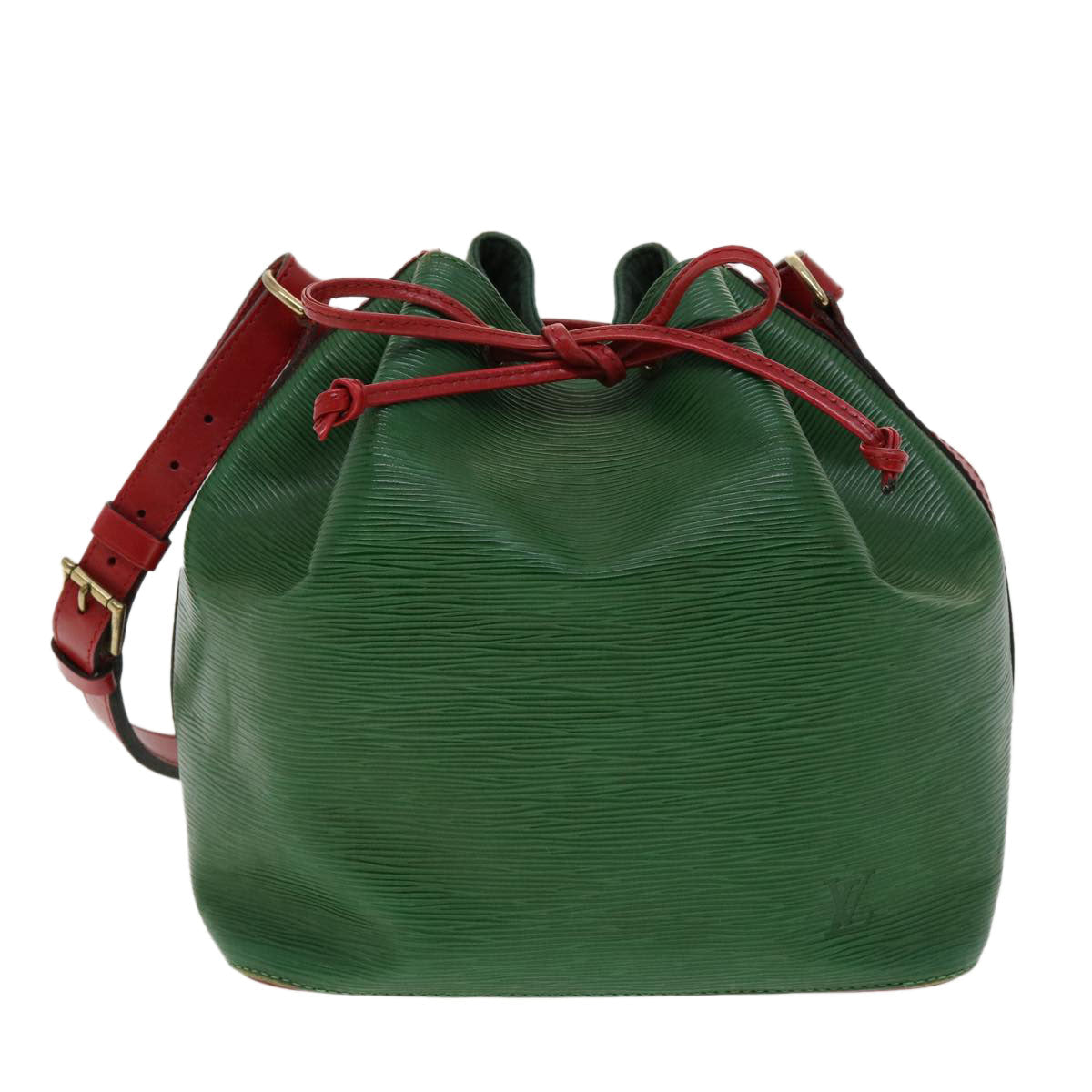 LOUIS VUITTON Epi Petit Noe Bicolor Shoulder Bag Green Red M44147 LV Auth ai476