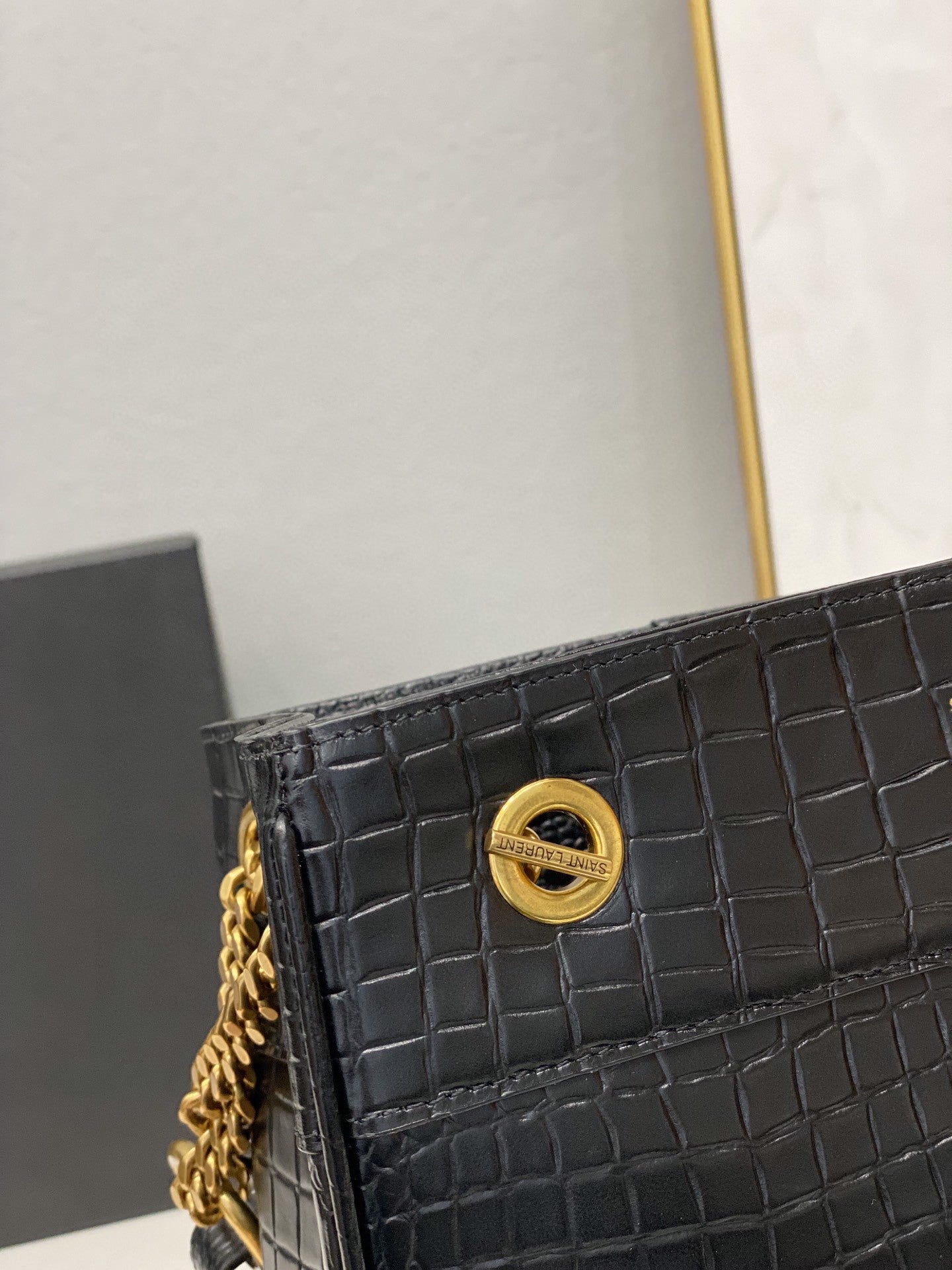 Top Quality Claude-Effect Tote Bag Black For Women 11in/28cm YSL 64028116J0W