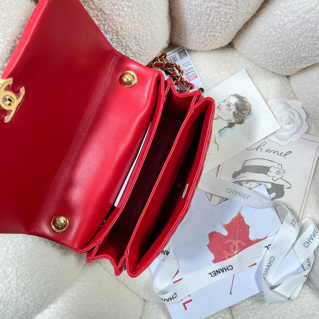 CHLLarge Top Qualityap Bag Gold Hardware Red For Women Handbags, Shoulder Bags 9.1in/23cm AS3367