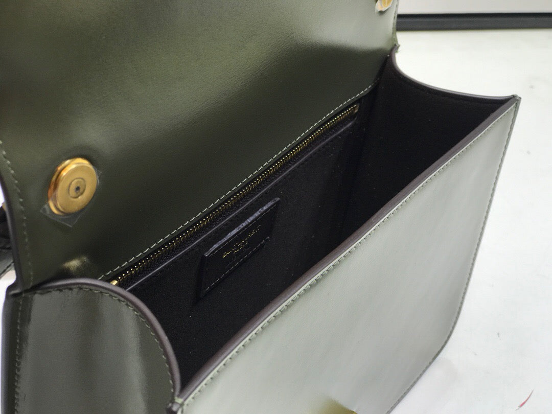 Top Quality Le Carre Satchel In Box Dark Green For Women 9in/23cm YSL