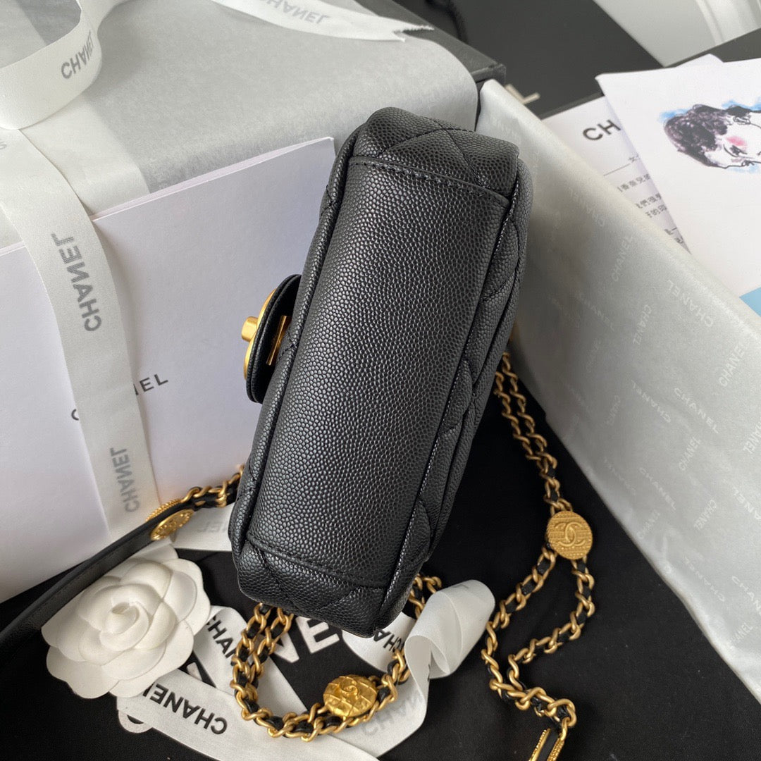 CHLMini Top Qualityap Bag With Top Handle Gold Hardware Black For Women Handbags, Shoulder Bags 7.9in/20cm AS2431