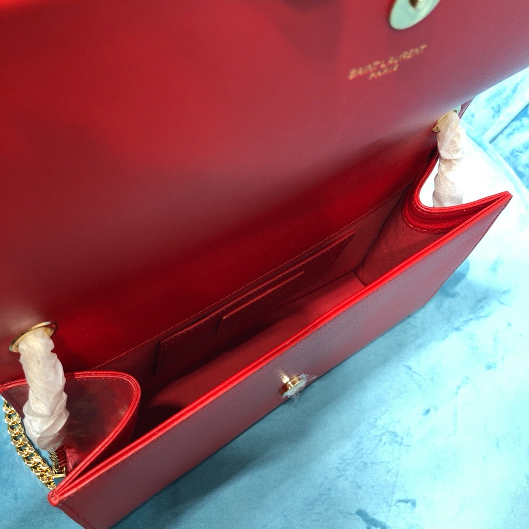 Top Quality Kate MeTop Qualityum Chain Bag With Tassel In Grain De Poudre Red For Women 9.4in/24cm YSL