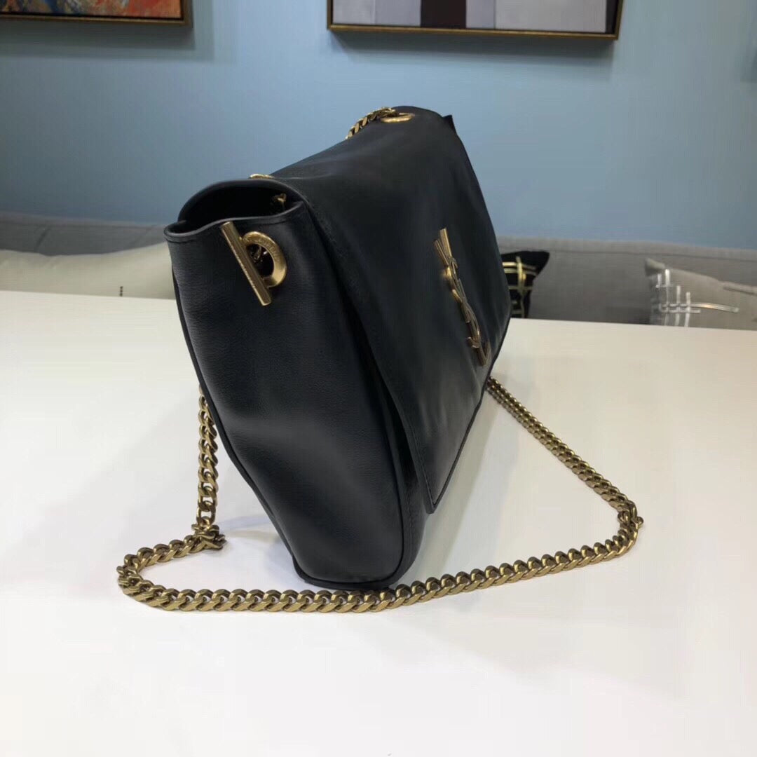 Top Quality Kate MeTop Qualityum Chain Bag In Grain De Poudre Black For Women 9.4in/24cm YSL 364021BOW0J1000