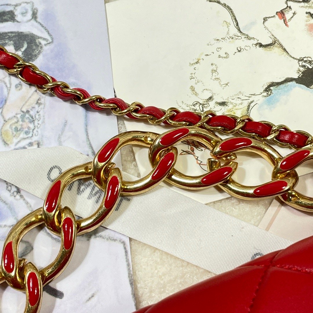 CHLLarge Top Qualityap Bag Gold Hardware Red For Women Handbags, Shoulder Bags 9.1in/23cm AS3367