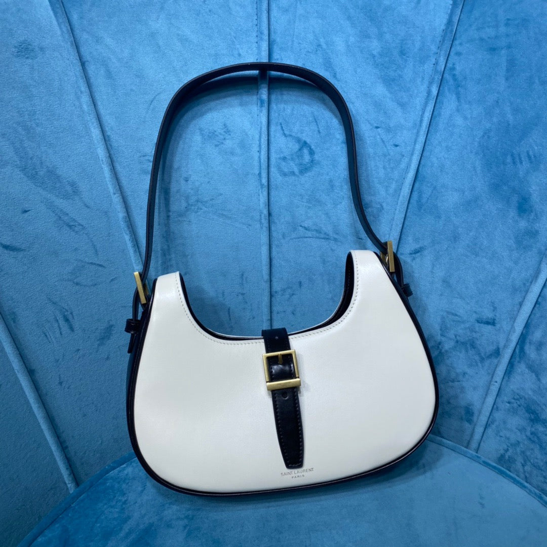 Top Quality Le Fermoir Hobo Bag White/Black For Women 9.5in/24cm YSL 