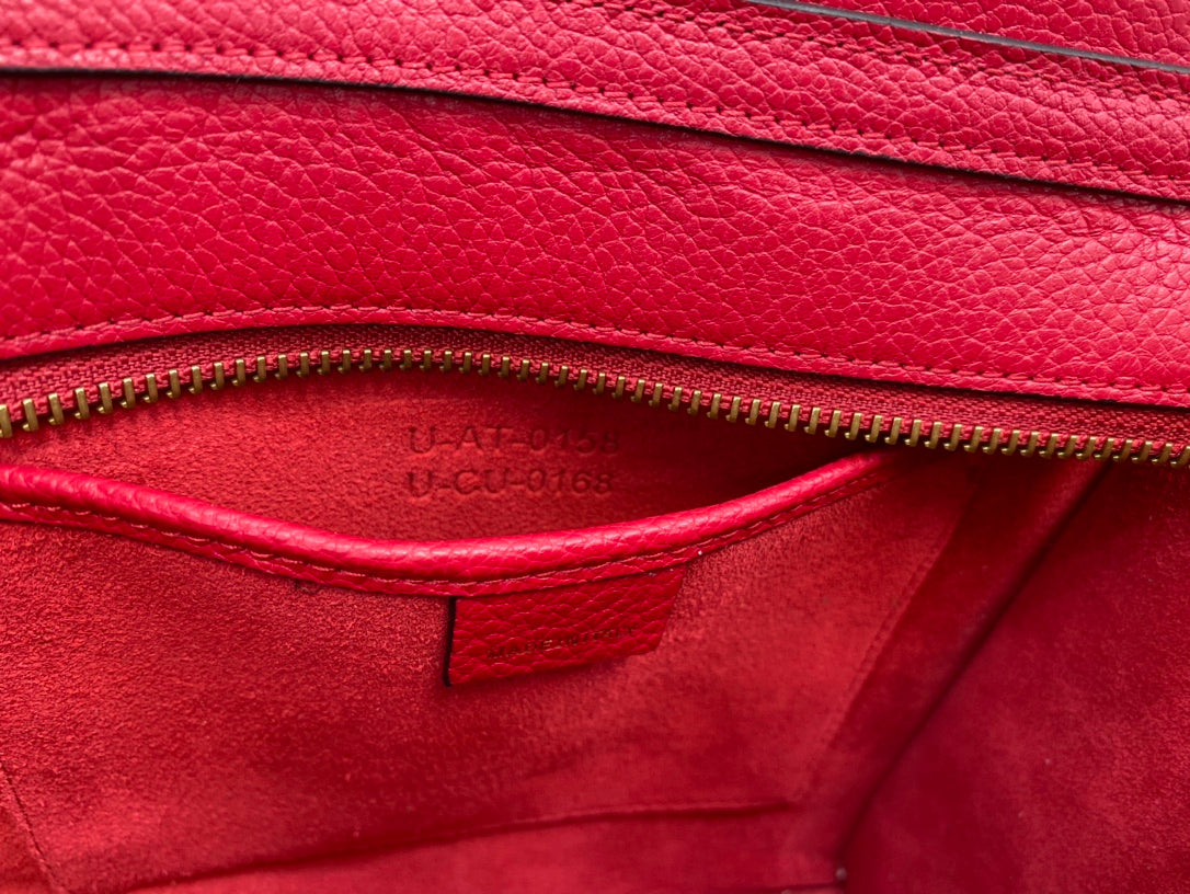 Top Quality Nano LuGucciage Bag In Drummed Red For Women 8in/20cm 