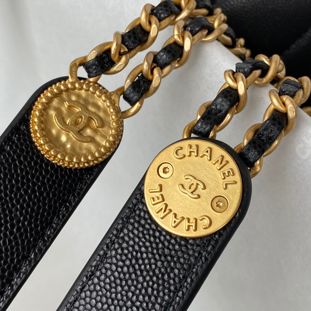 CHLMini Top Qualityap Bag With Top Handle Gold Hardware Black For Women Handbags, Shoulder Bags 7.9in/20cm AS2431