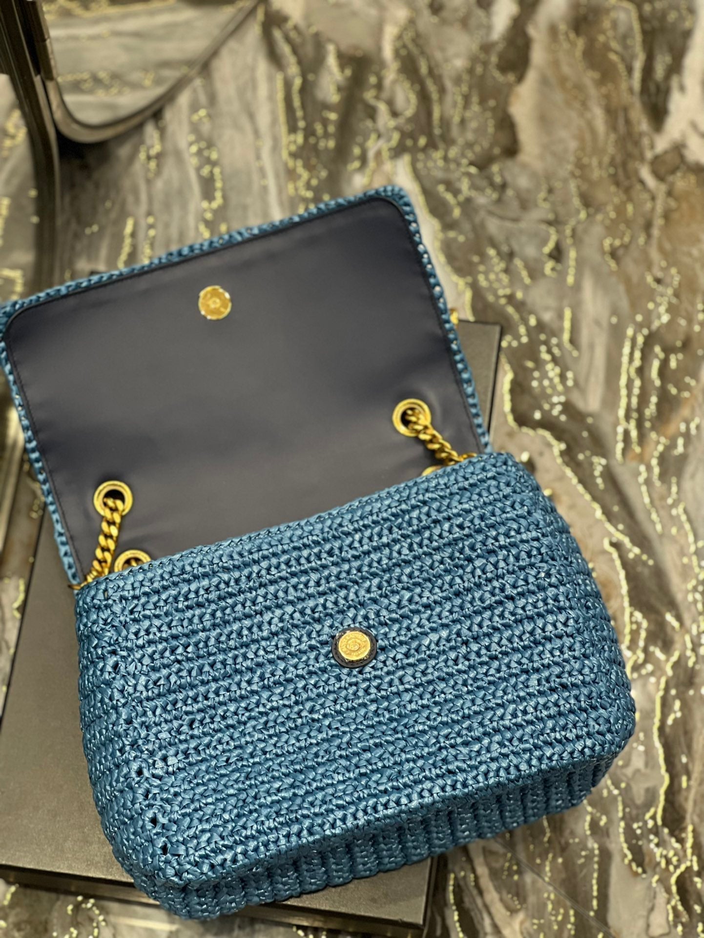 YSSL Niki Medium Chain Bag In RaTop QualityTop Qualitya For Women 11in/28cm Blue YSL 633187Gucci66W4246