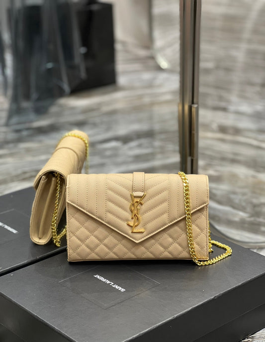 Top Quality Envelope Small Chain Bag Beige For Women, Women’s Bags 8.6in/22cm YSL