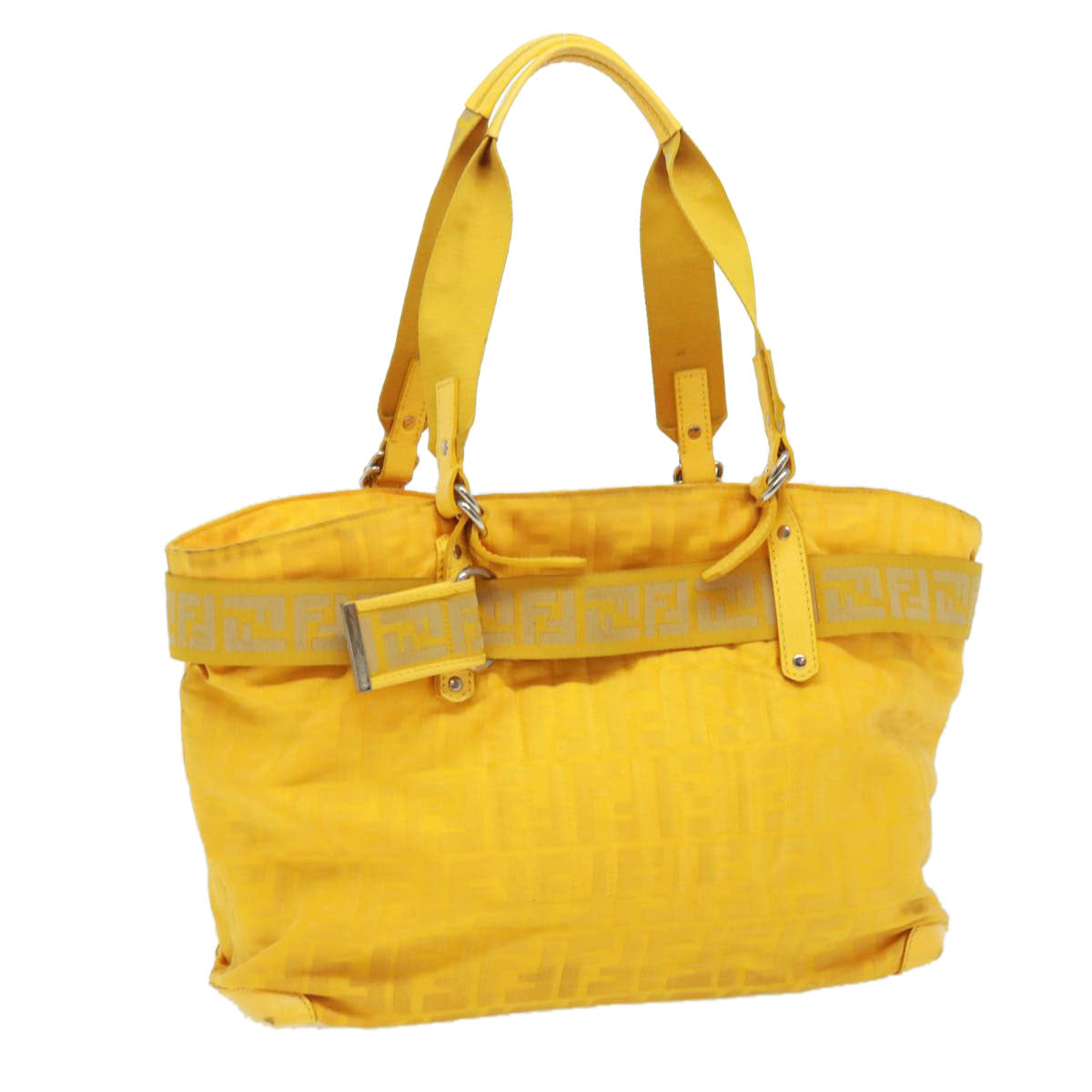 FENDI Zucca Canvas Tote Bag Nylon Yellow  bs2911