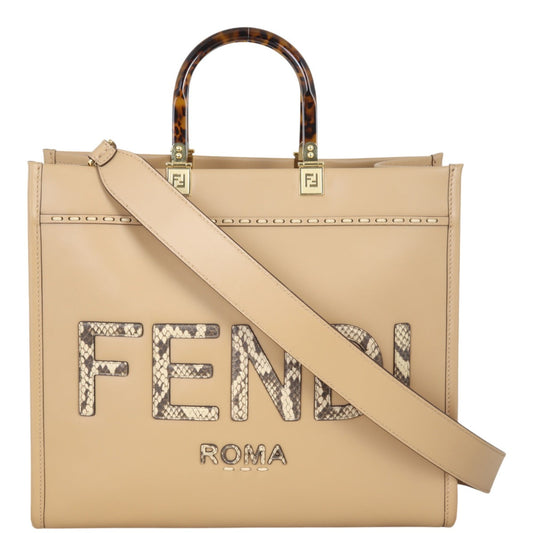 Fendi Sunshine Shopper Medium Python Trim