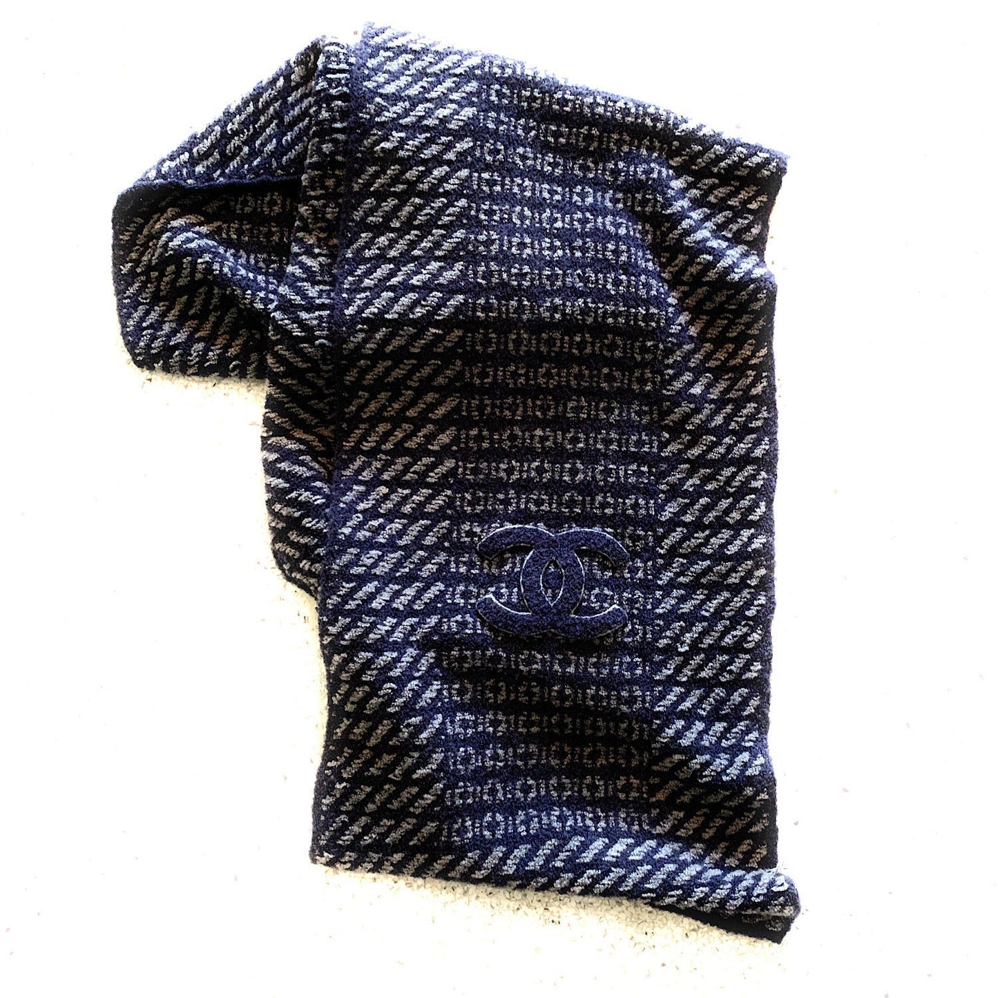! CHANEL CC Logo Wool Scarf/Wrap