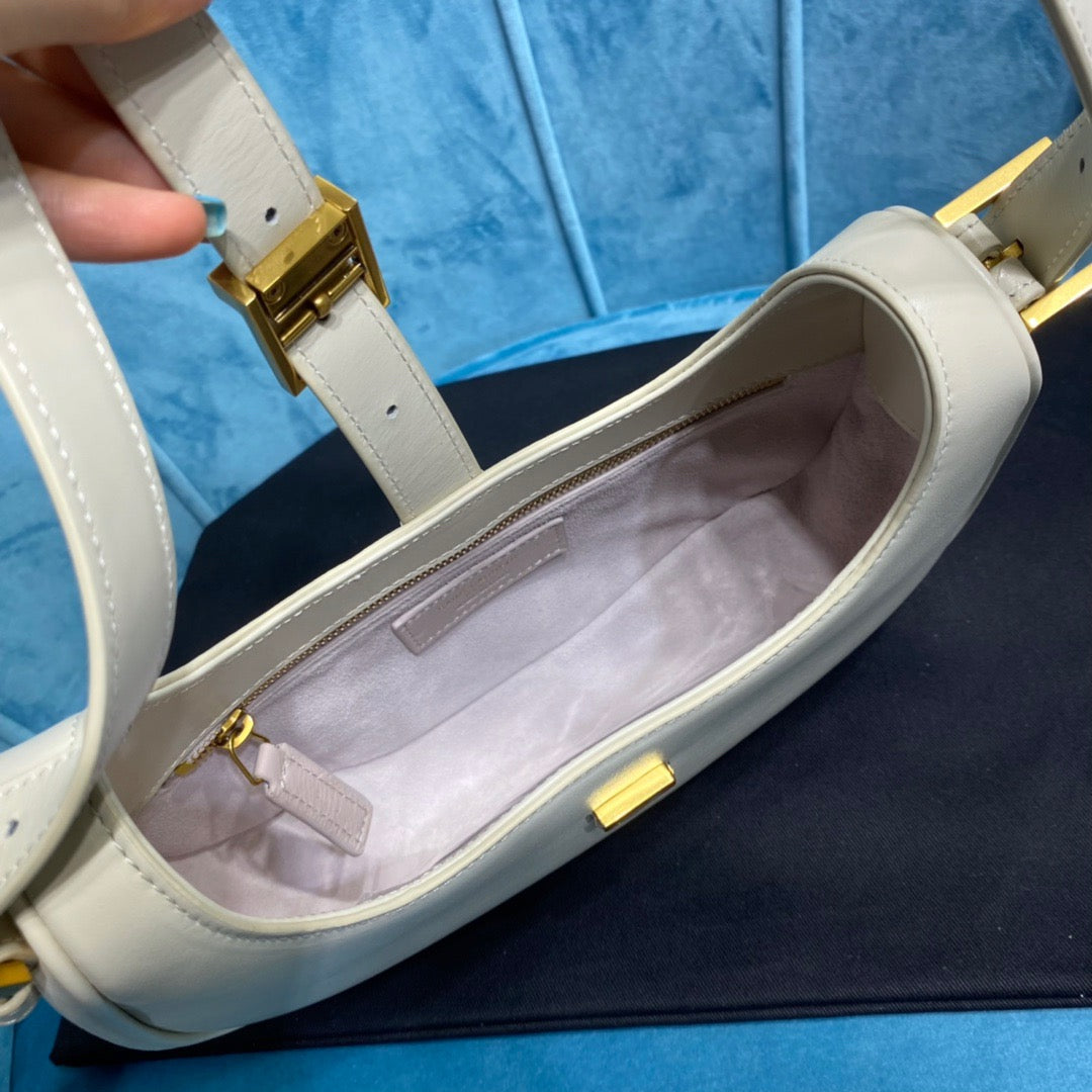 Top Quality Le Fermoir Hobo Bag White For Women 9.5in/24cm YSL 672615