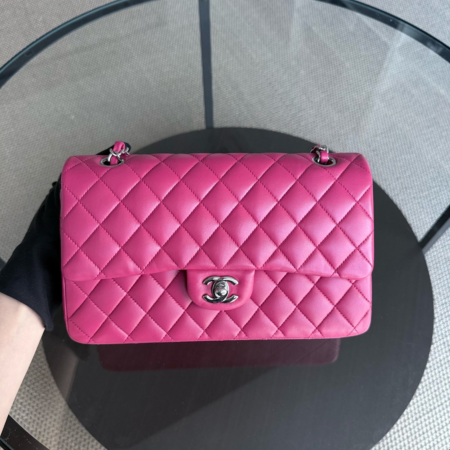 Chanel Classic Flap Medium - 25CM Quilted Lambskin Pink Silver Hardware Series 26