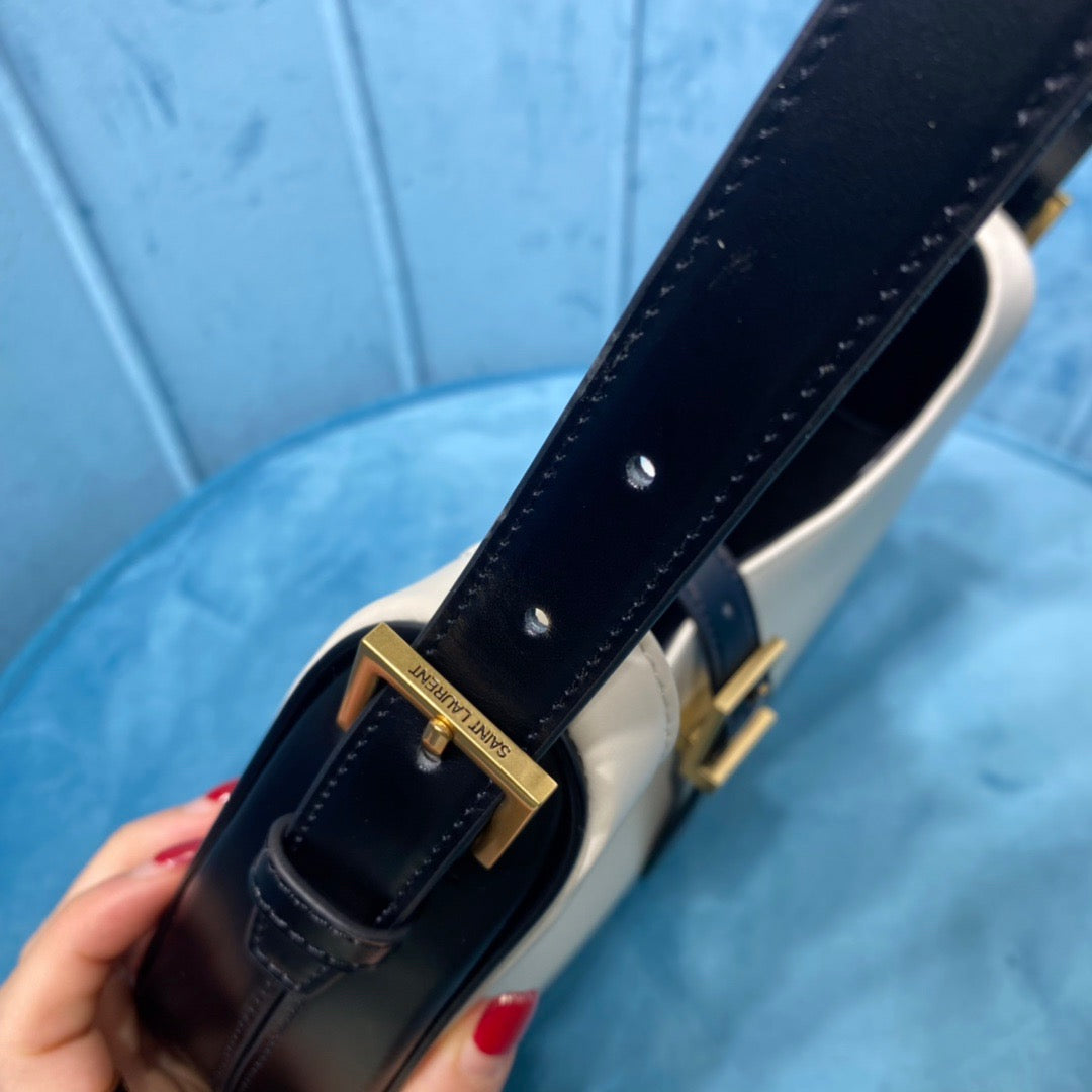 Top Quality Le Fermoir Hobo Bag White/Black For Women 9.5in/24cm YSL 