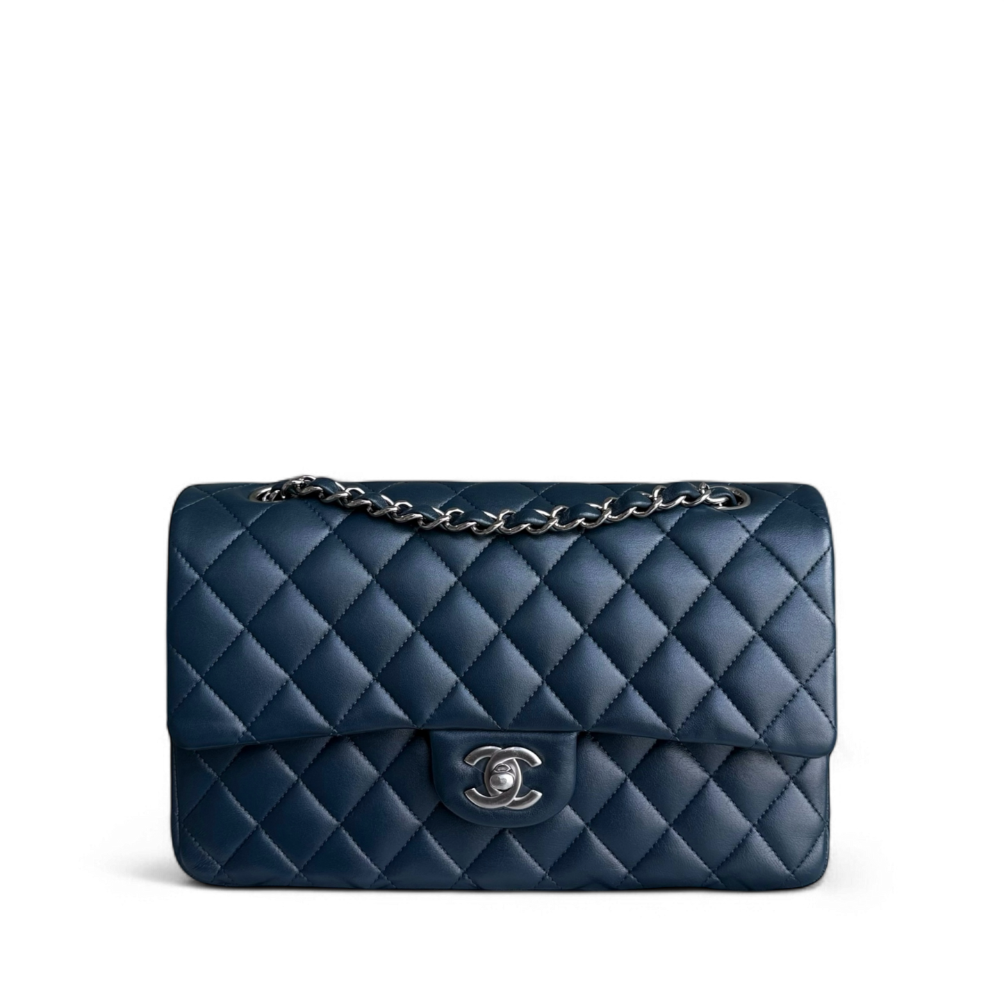 Chanel Classic Flap Medium - 25CM Quilted Lambskin Blue Silver Hardware Series 26