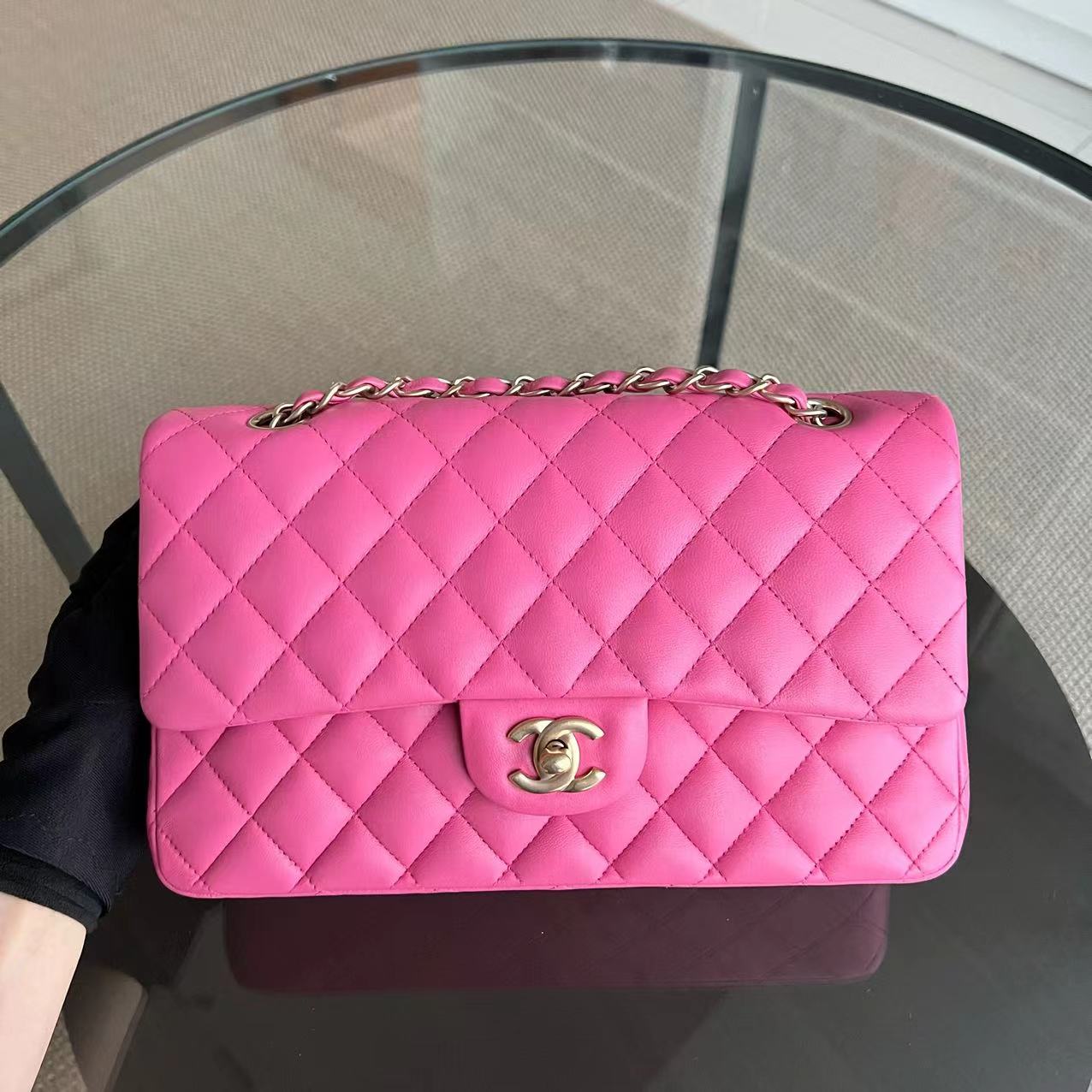 Chanel Classic Flap Medium - 25CM Lambskin Quilted Pink Golden Hardware Series 18