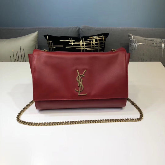 Top Quality Kate MeTop Qualityum Chain Bag In Grain De Poudre Red For Women 9.4in/24cm YSL 364021BOW0J6008