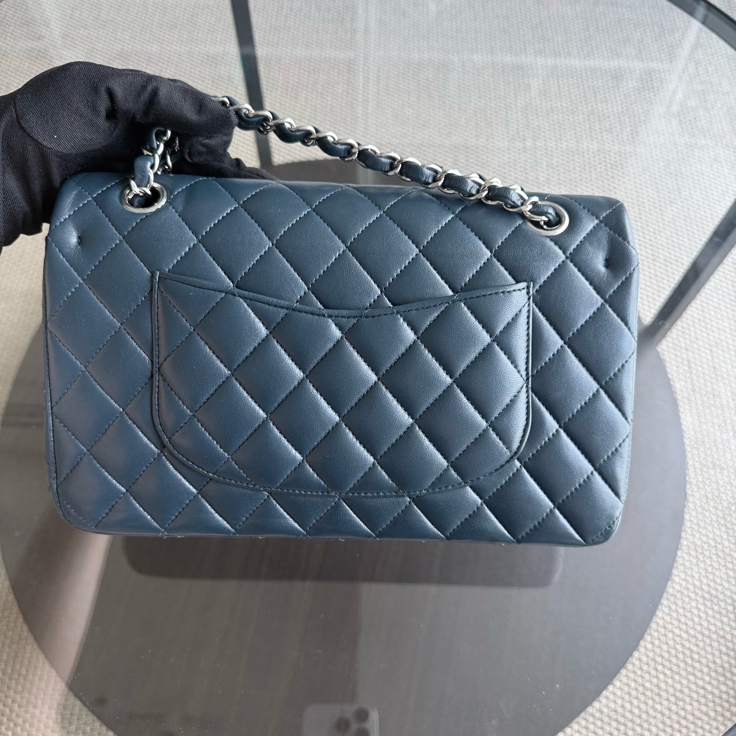 Chanel Classic Flap Medium - 25CM Quilted Lambskin Blue Silver Hardware Series 26