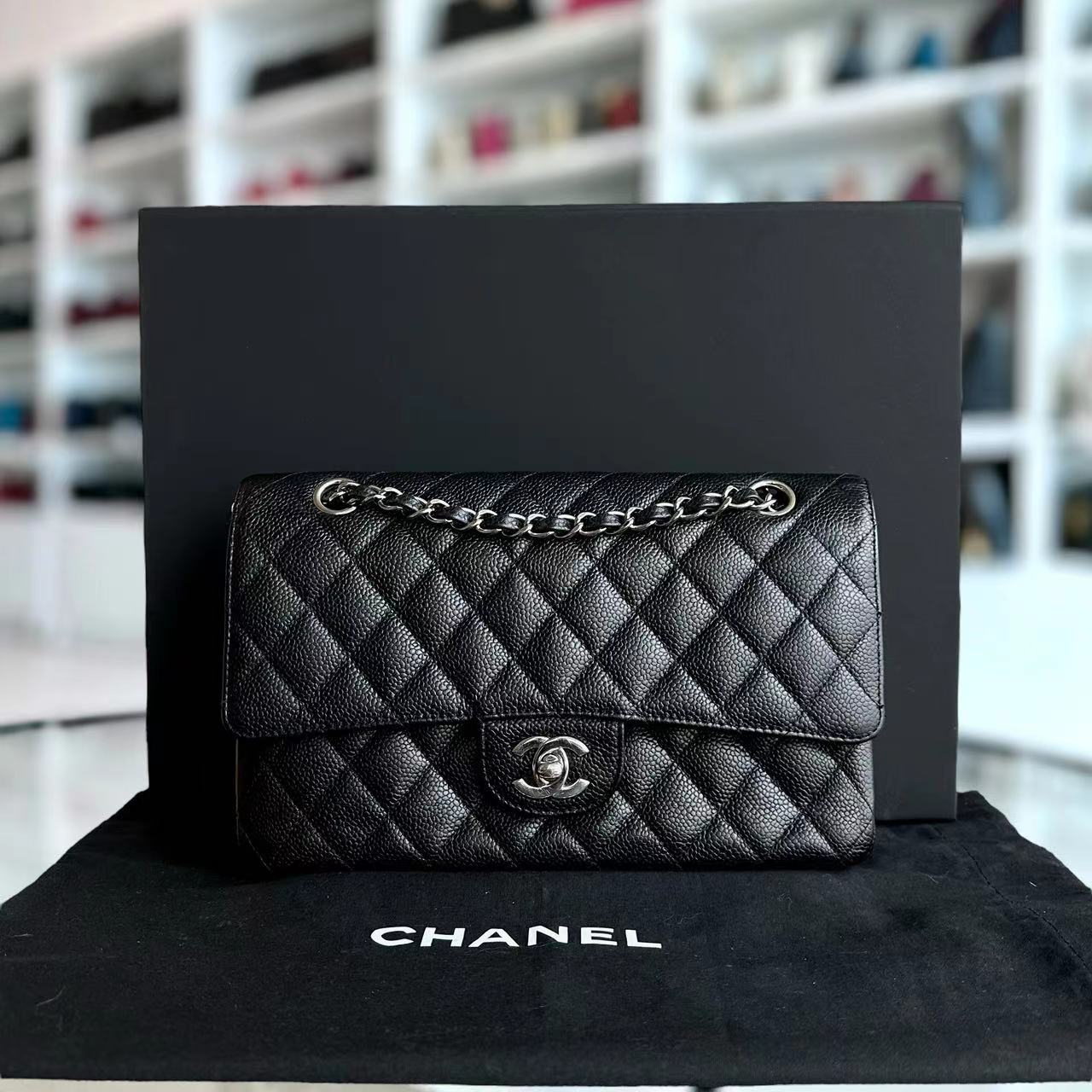 Chanel Classic Flap Medium - 25CM Caviar Quilted Calfskin Black SHW No 14