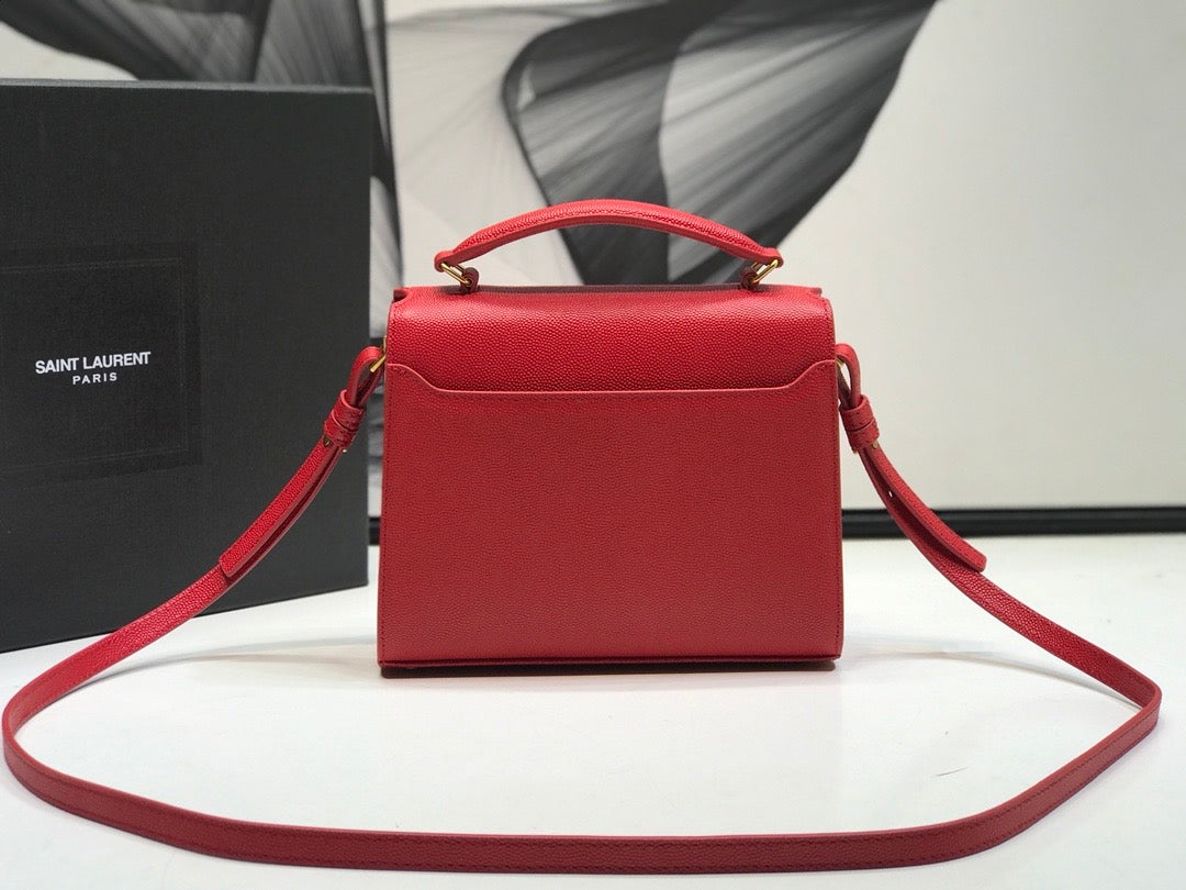 Top Quality Cassandra MeTop Qualityum Top Handle Bag Red For Women 9.6in/24.5cm YSL  