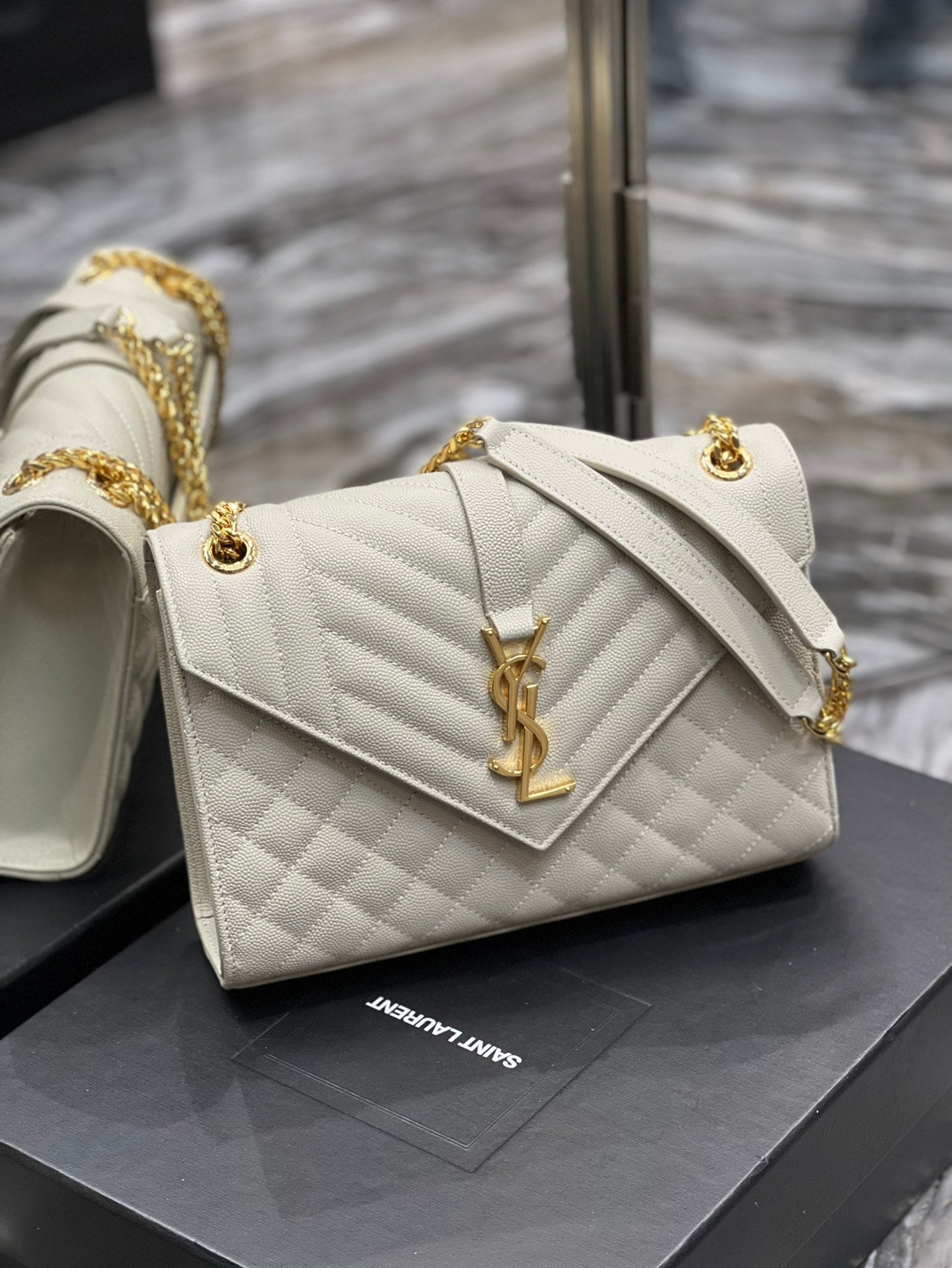 Top Quality Envelope MeTop Qualityum Chain Bag White For Women, Women’s Bags 9.4in/24cm YSL