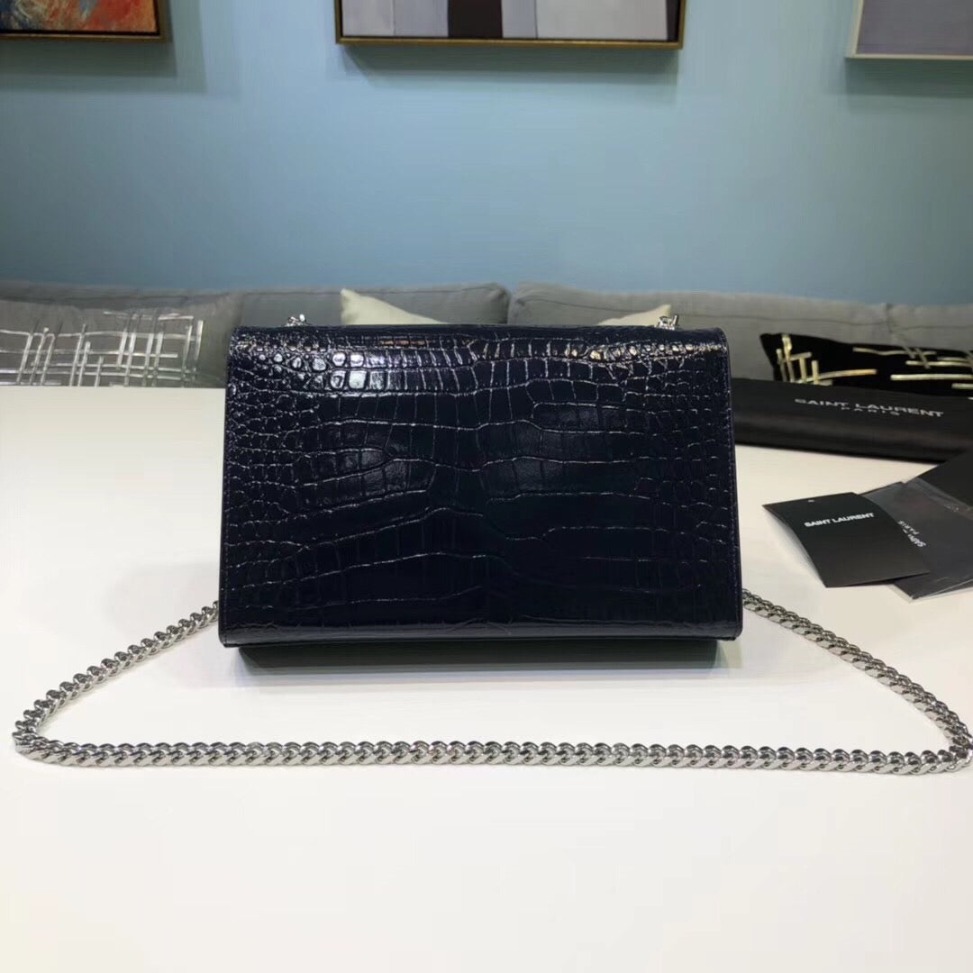 Top Quality Kate Small Chain Bag With Tassel In Embossed Black For Women 7.8in/20cm YSL 474366DND0N1000