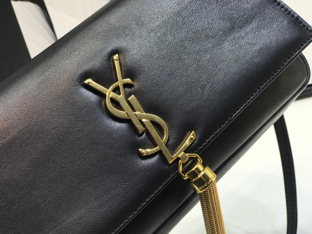 Top Quality Kate Tassel Small Shoulder Bag Black For Women 10.2in/26cm YSL P00483545